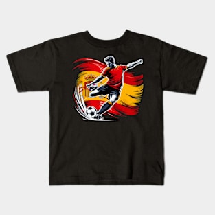 Dynamic Spain Soccer Star in Action - Vector Design Kids T-Shirt